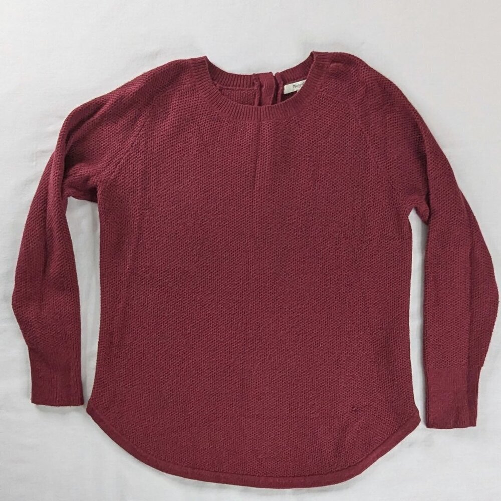 Madewell Wine Burgundy Knit Button Back Cozy Sweater